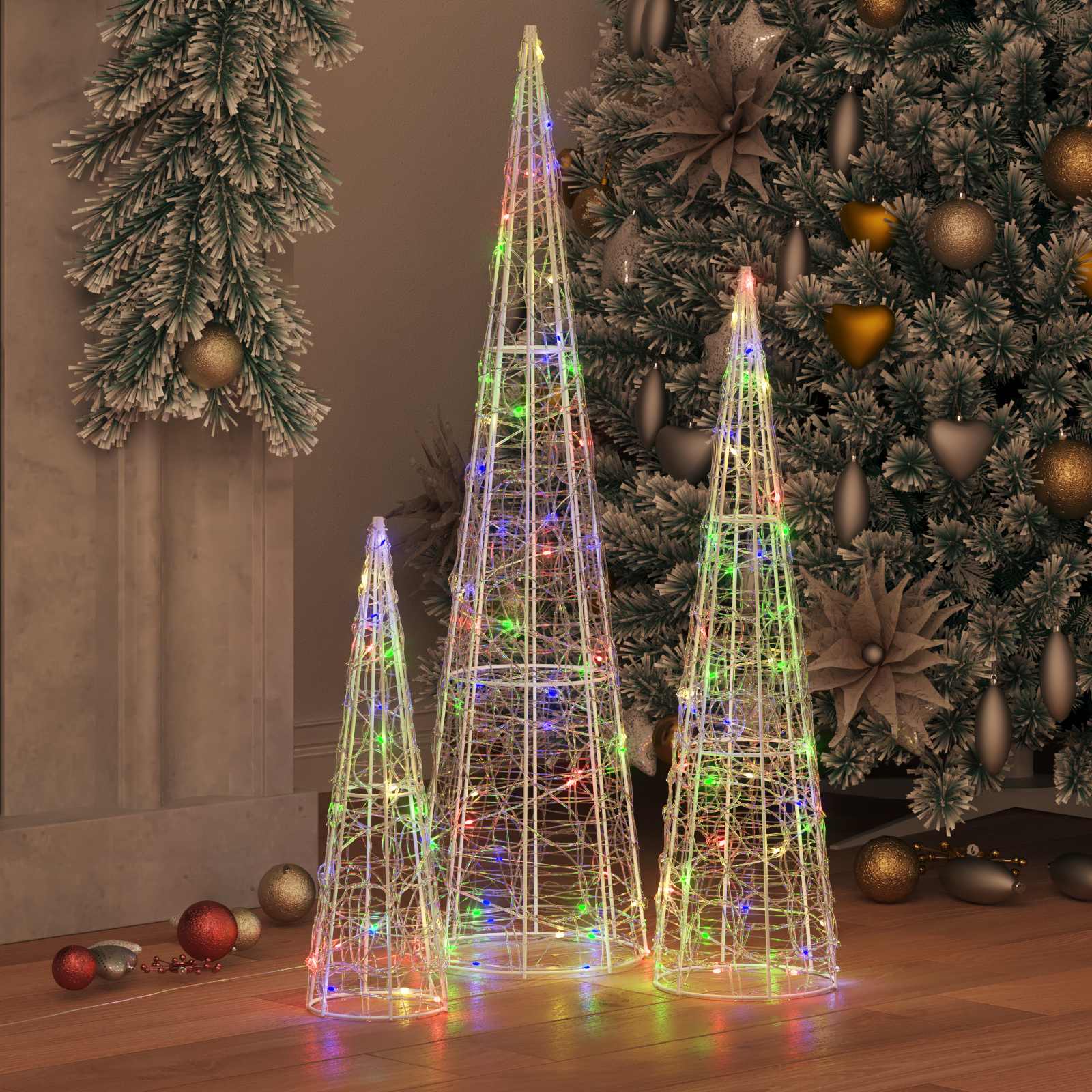 Albero di Natale 3 pcs Multicolore 20 x 20 x 80 cm Acrilico 42019018