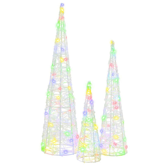 Albero di Natale 3 pz-Decorazioni natalizie Multicolore 20 x 20 x 80 cm Acrilico