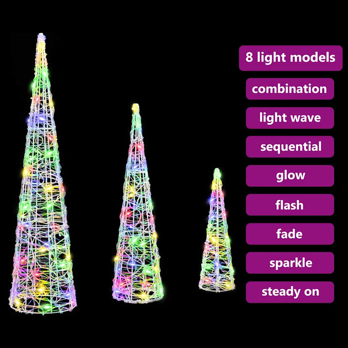 Albero di Natale 3 pcs Multicolore 20 x 20 x 80 cm Acrilico 42019018