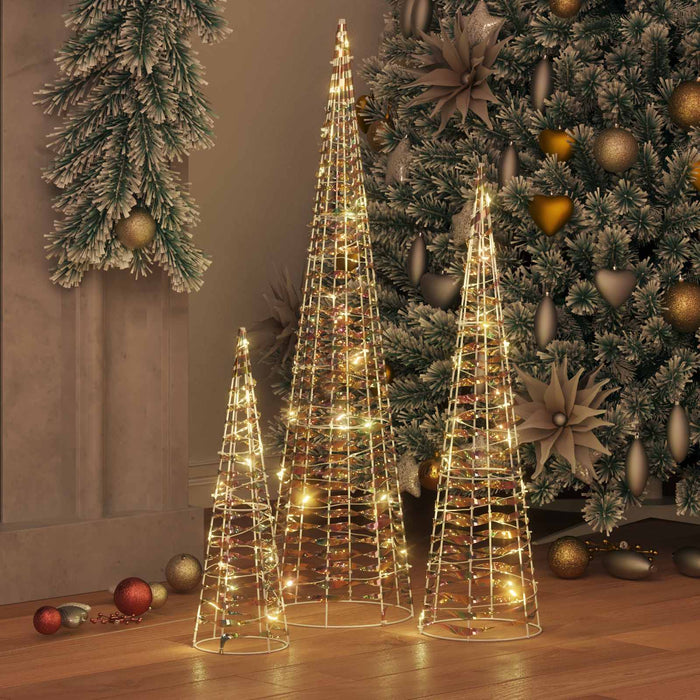 Albero di Natale 3 pcs Bianco caldo 20 x 20 x 80 cm PET 42019019