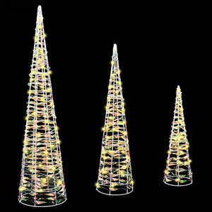 Albero di Natale 3 pz-Decorazioni natalizie Bianco caldo 20 x 20 x 80 cm PET 127727