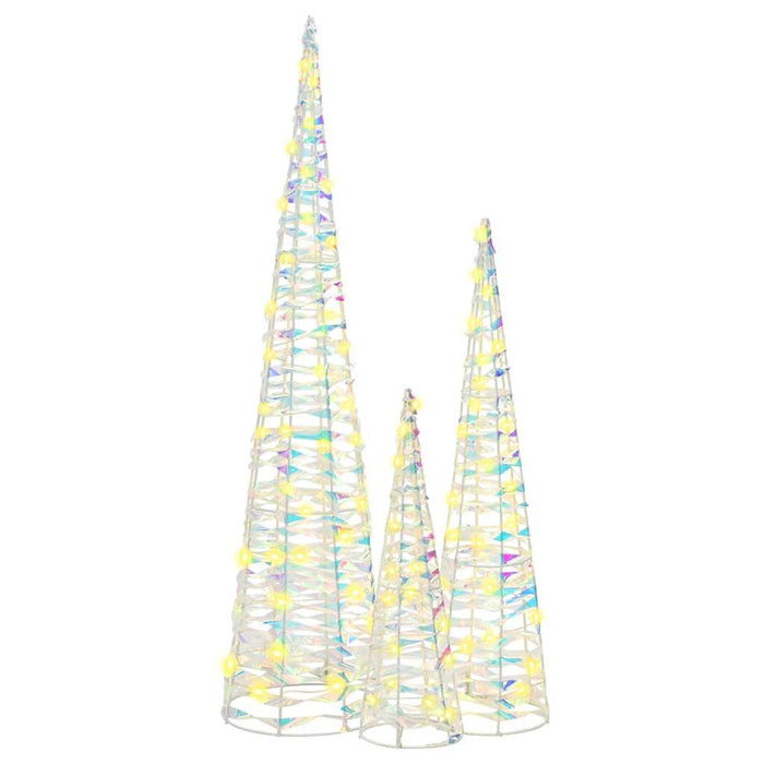 Albero di Natale 3 pcs Bianco caldo 20 x 20 x 80 cm PET 42019019