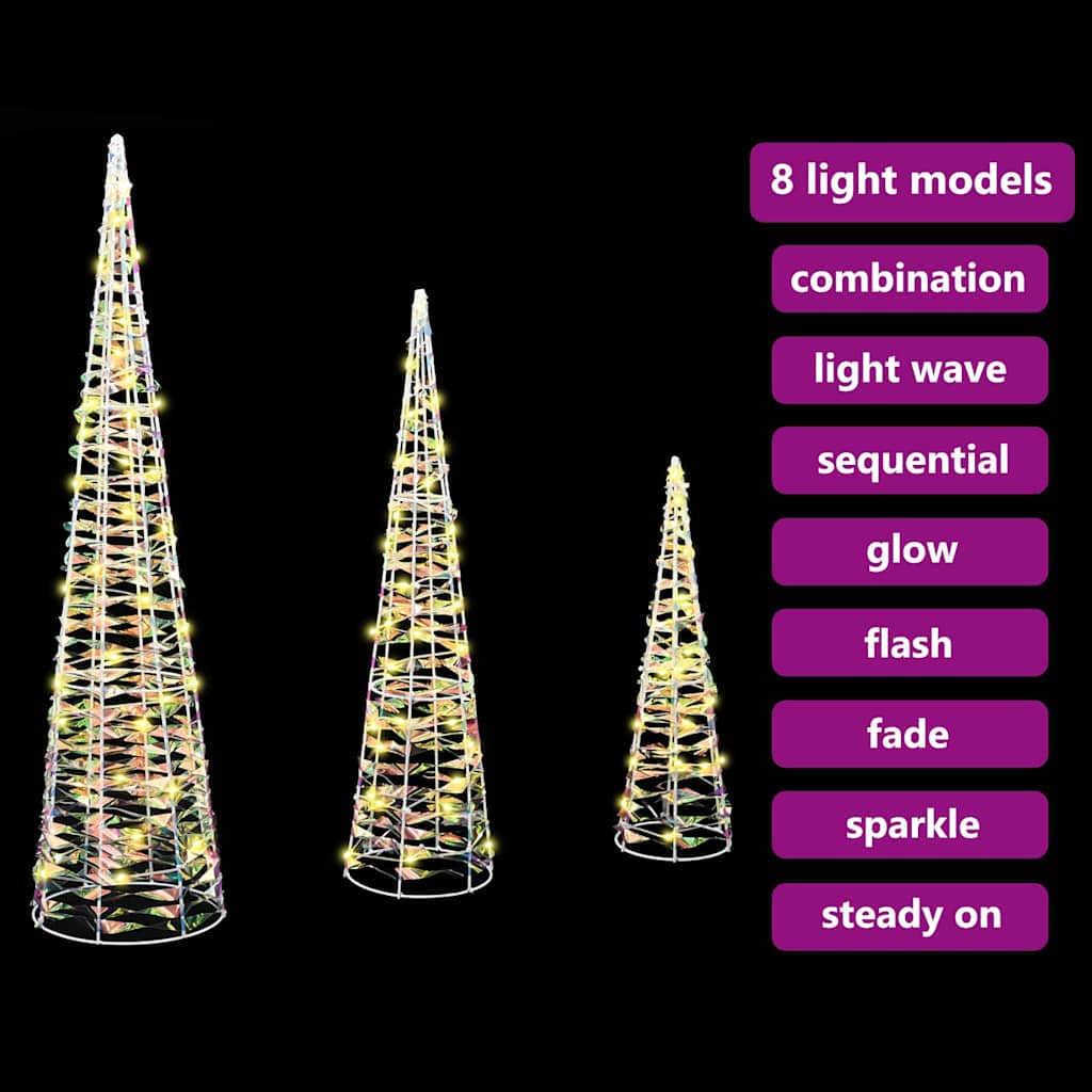 Albero di Natale 3 pz-Decorazioni natalizie Bianco caldo 20 x 20 x 80 cm PET 127727