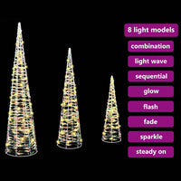 Albero di Natale 3 pz-Decorazioni natalizie Bianco caldo 20 x 20 x 80 cm PET 127727