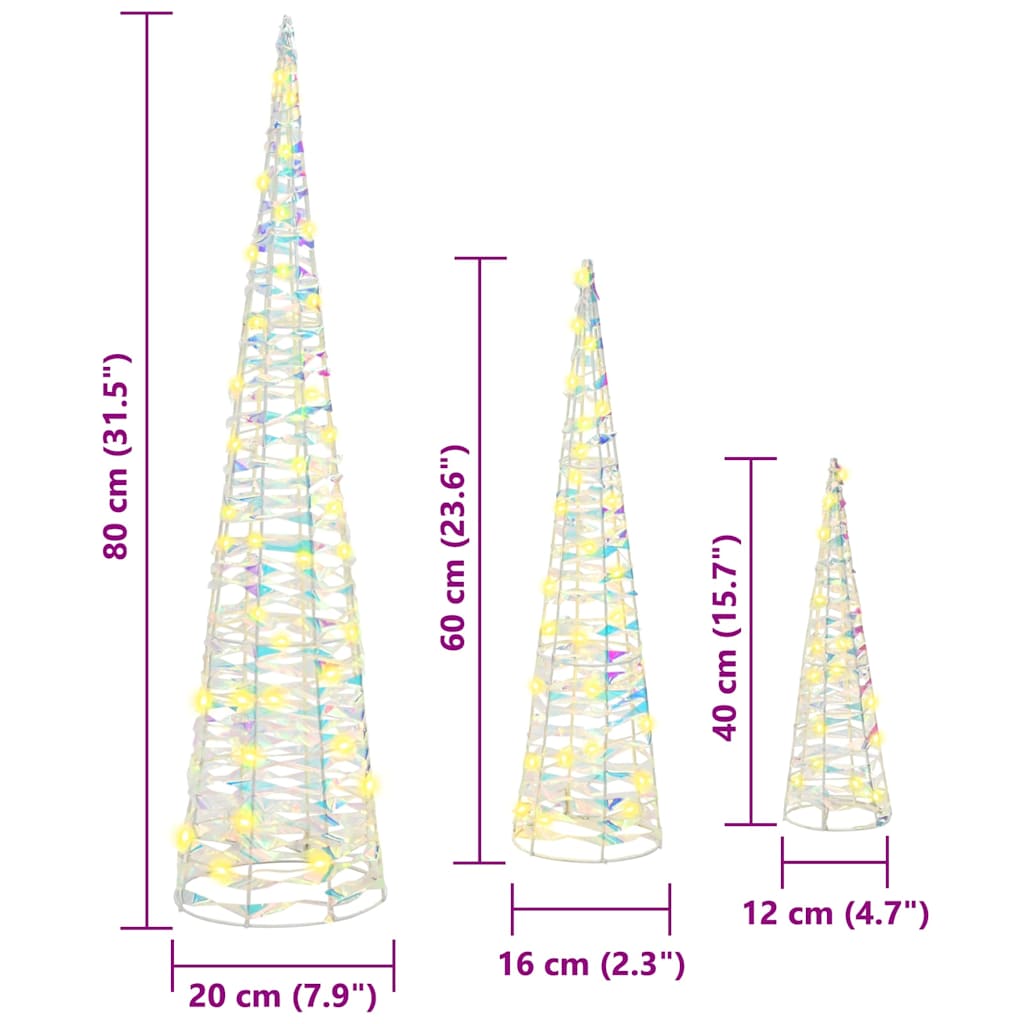 Albero di Natale 3 pcs Bianco caldo 20 x 20 x 80 cm PET 42019019
