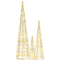 Albero di Natale 3 pz-Decorazioni natalizie Bianco caldo 20 x 20 x 80 cm PET 196827