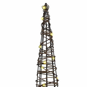 Albero di Natale 3 pz-Decorazioni natalizie Bianco caldo 20 x 20 x 80 cm Rattan