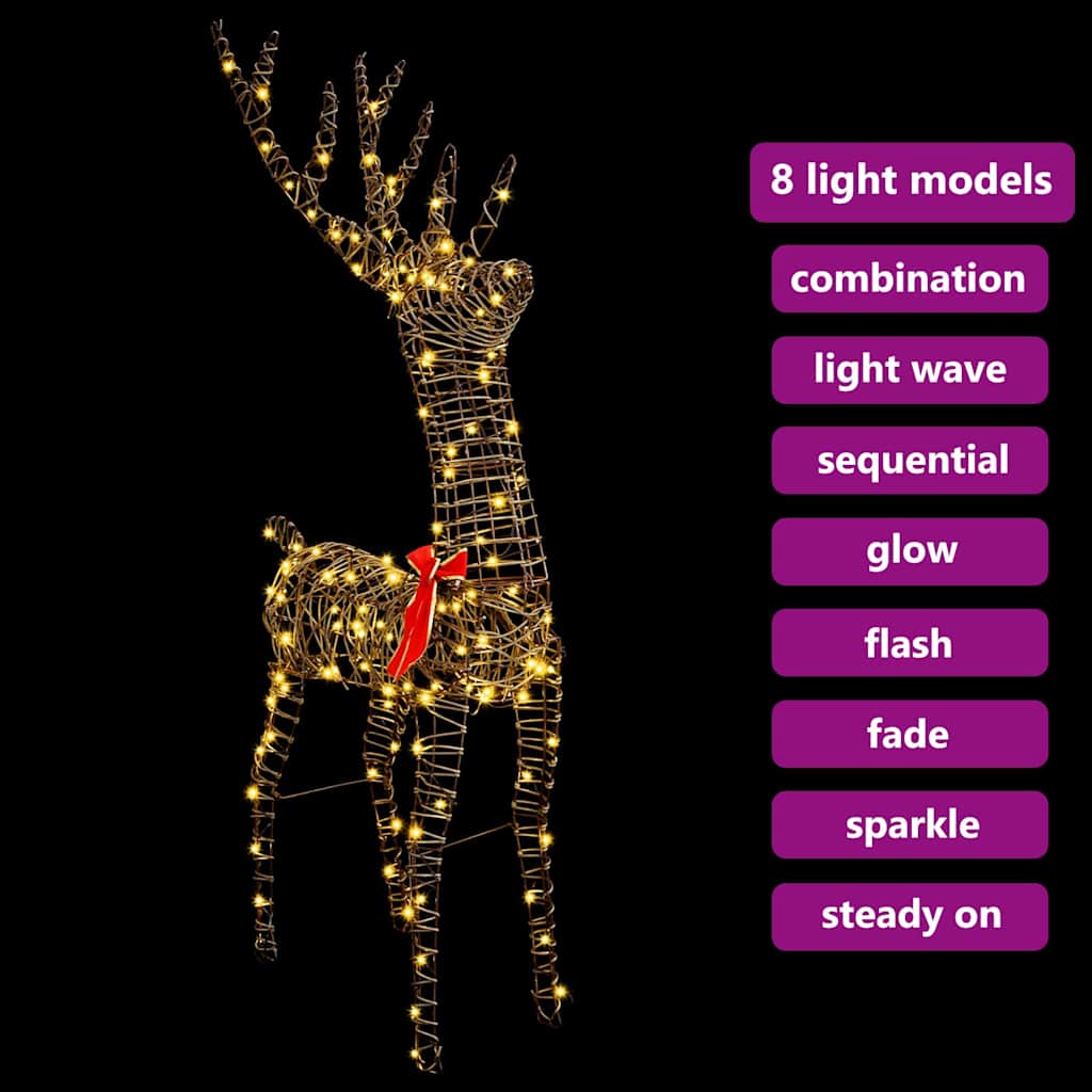 Renna 3D Bianco caldo 128 cm Rattan 42019057