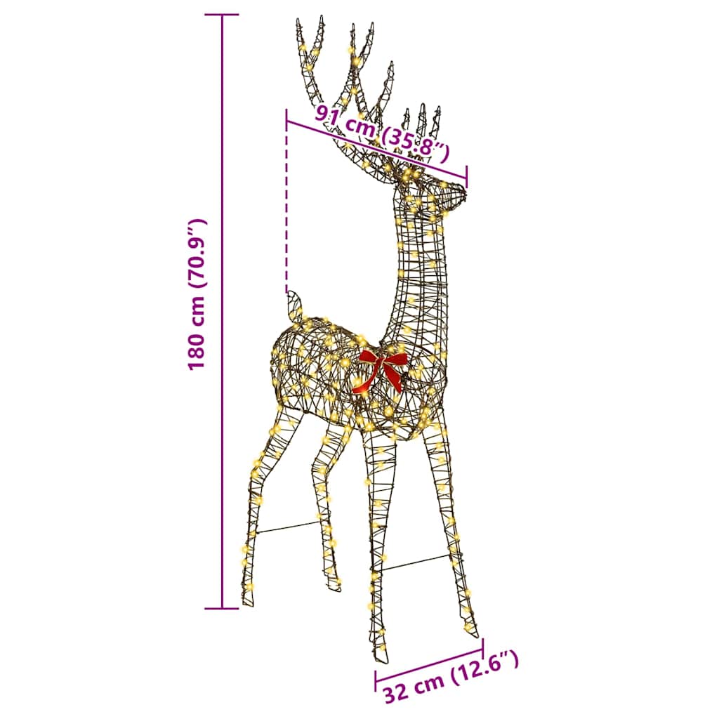 Renna 3D Bianco caldo 180 cm Rattan 42019060