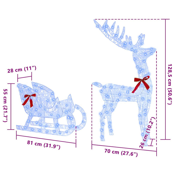 Slitta trainata da renna Blu 70 x 26 x 128.5 cm Acrilico 42019077