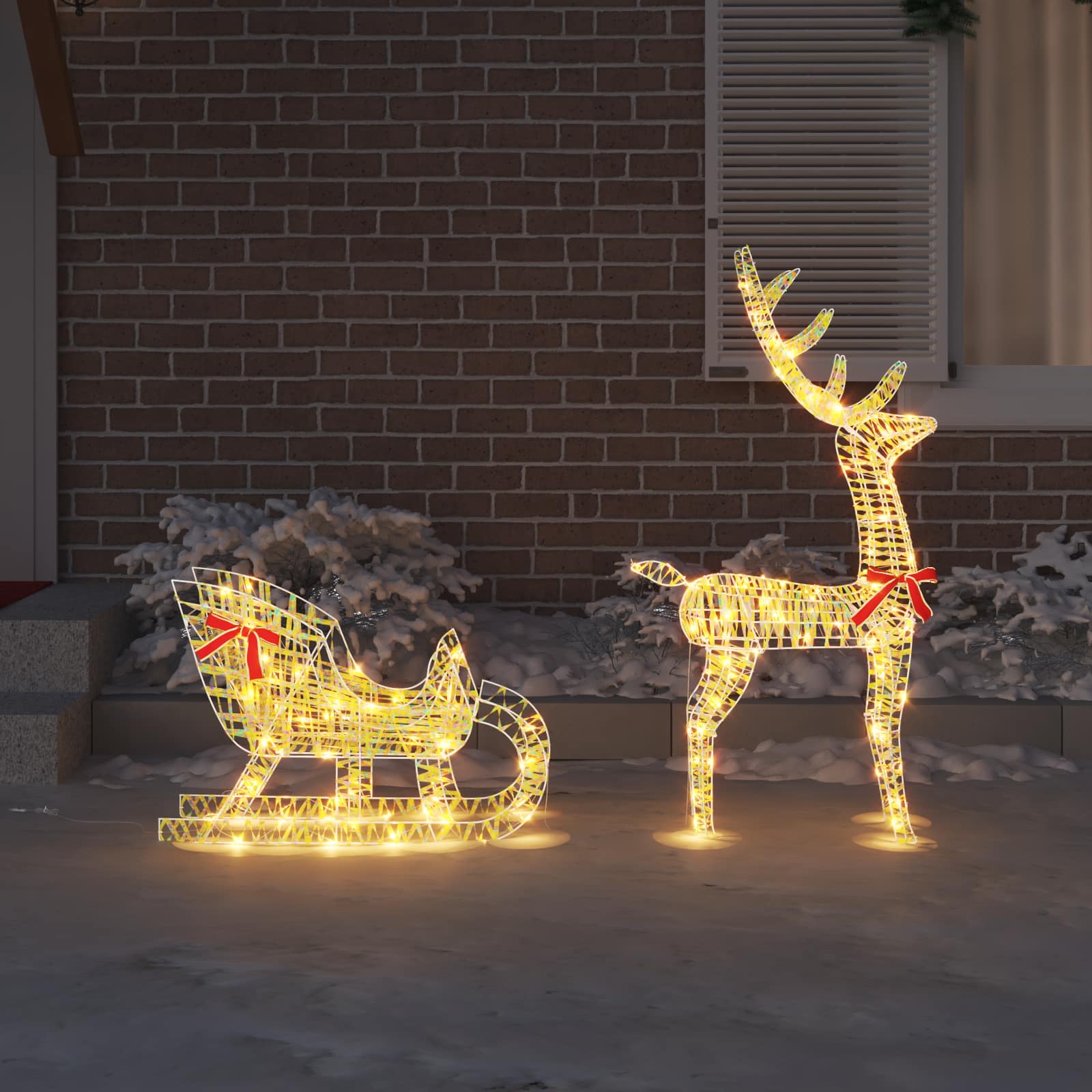 Slitta trainata da renna Bianco caldo 70 x 26 x 129 cm PET 42019079