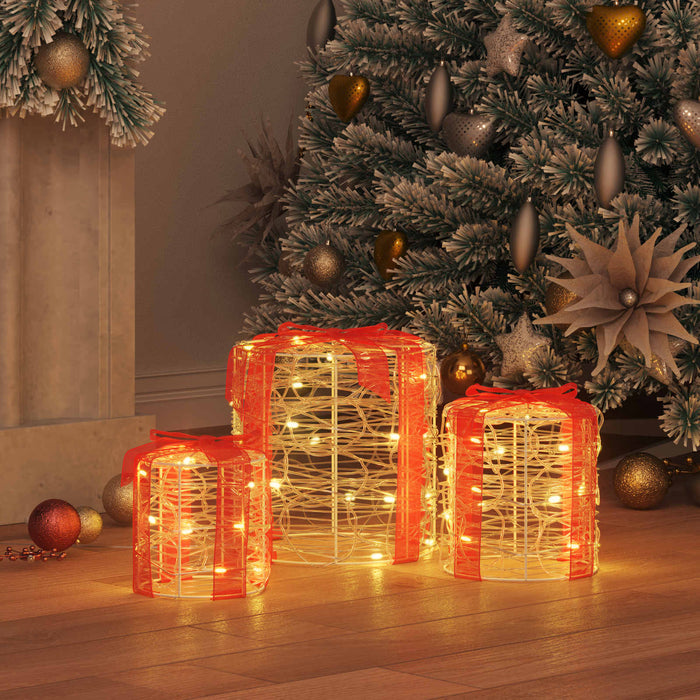 Decorazione Scatola Regalo 3 pcs Bianco caldo 20 x 20 x 21 cm 42019084