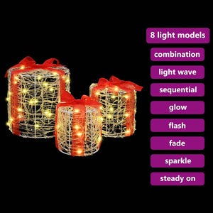 Decorazione Scatola Regalo 3 pcs Bianco caldo 20 x 20 x 21 cm 42019084