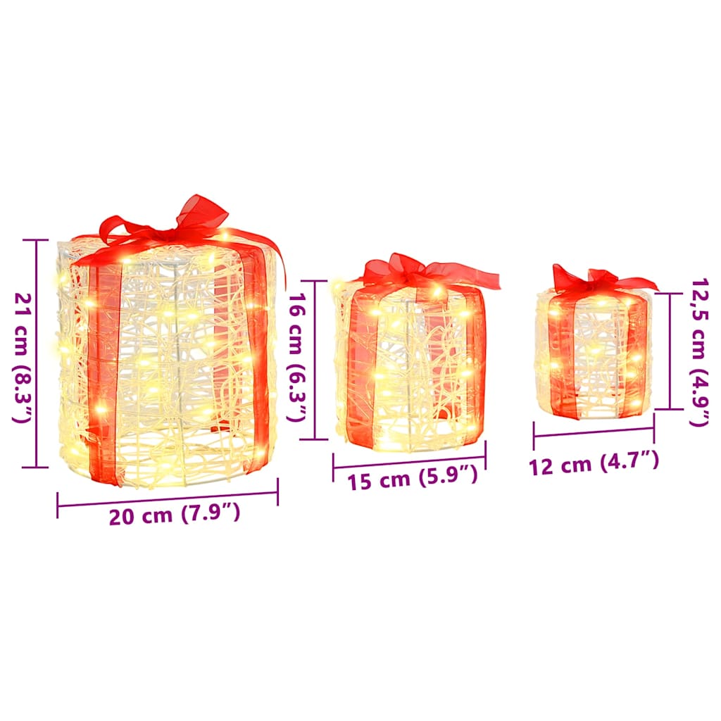 Decorazione Scatola Regalo 3 pcs Bianco caldo 20 x 20 x 21 cm 42019084