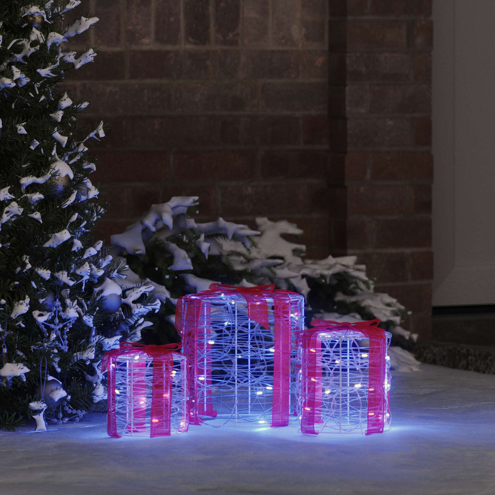 Decorazione Scatola Regalo 3 pcs Blu 20 x 20 x 21 cm Acrilico 42019086