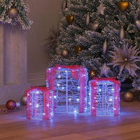 Decorazione Scatola Regalo 3 pcs Blu 20 x 20 x 21 cm Acrilico 42019086