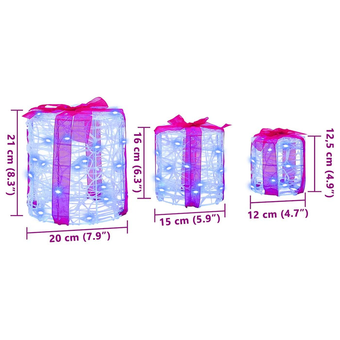 Decorazione Scatola Regalo 3 pcs Blu 20 x 20 x 21 cm Acrilico 42019086