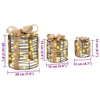 Decorazione Scatola Regalo con 60 LED 3 pcs Bianco caldo Rattan 42019090
