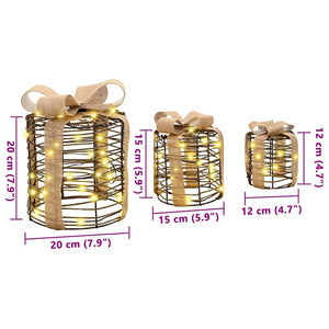 Decorazione Scatola Regalo con 60 LED 3 pcs Bianco caldo Rattan 42019090
