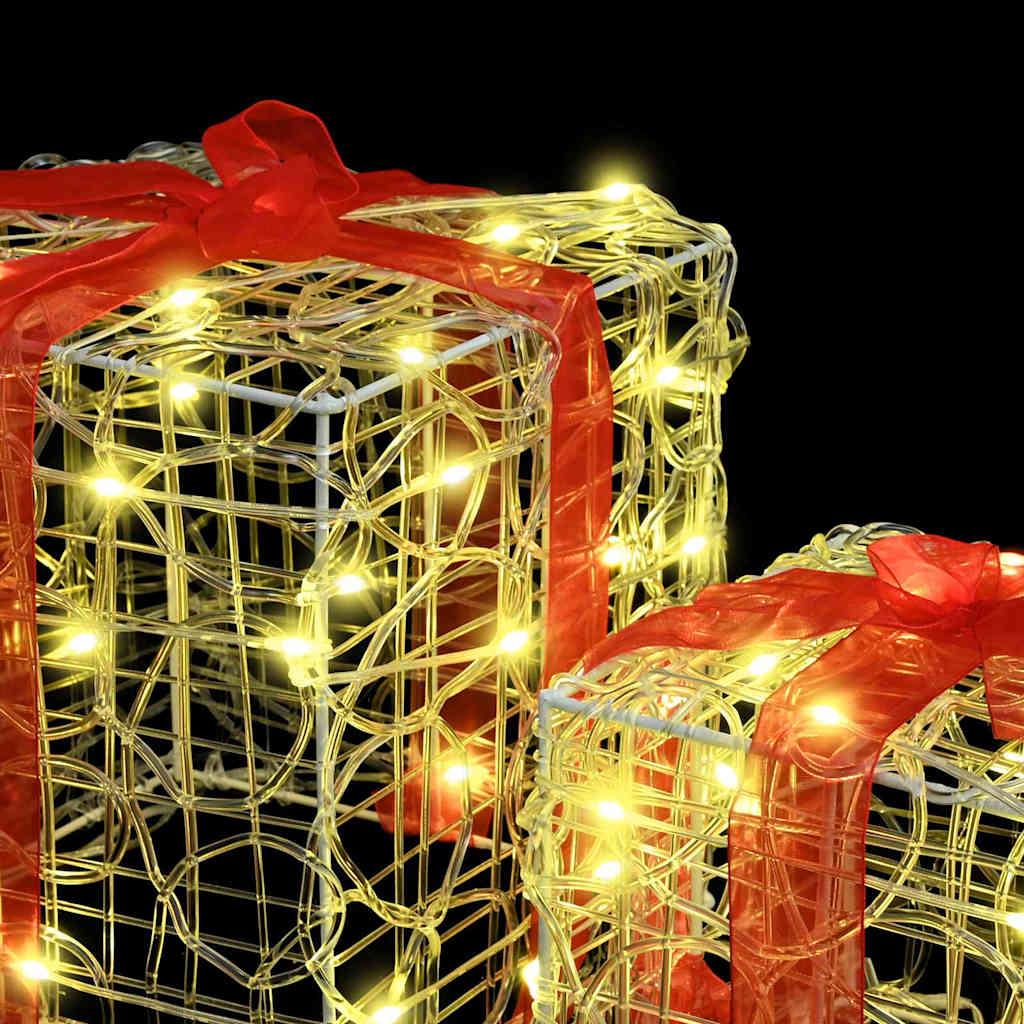 Scatola Regalo 3 pcs Bianco caldo 20 x 20 x 20 cm Acrilico 42019091