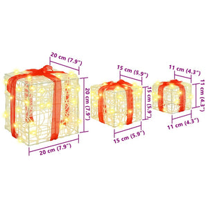 Scatola Regalo 3 pcs Bianco caldo 20 x 20 x 20 cm Acrilico 42019091