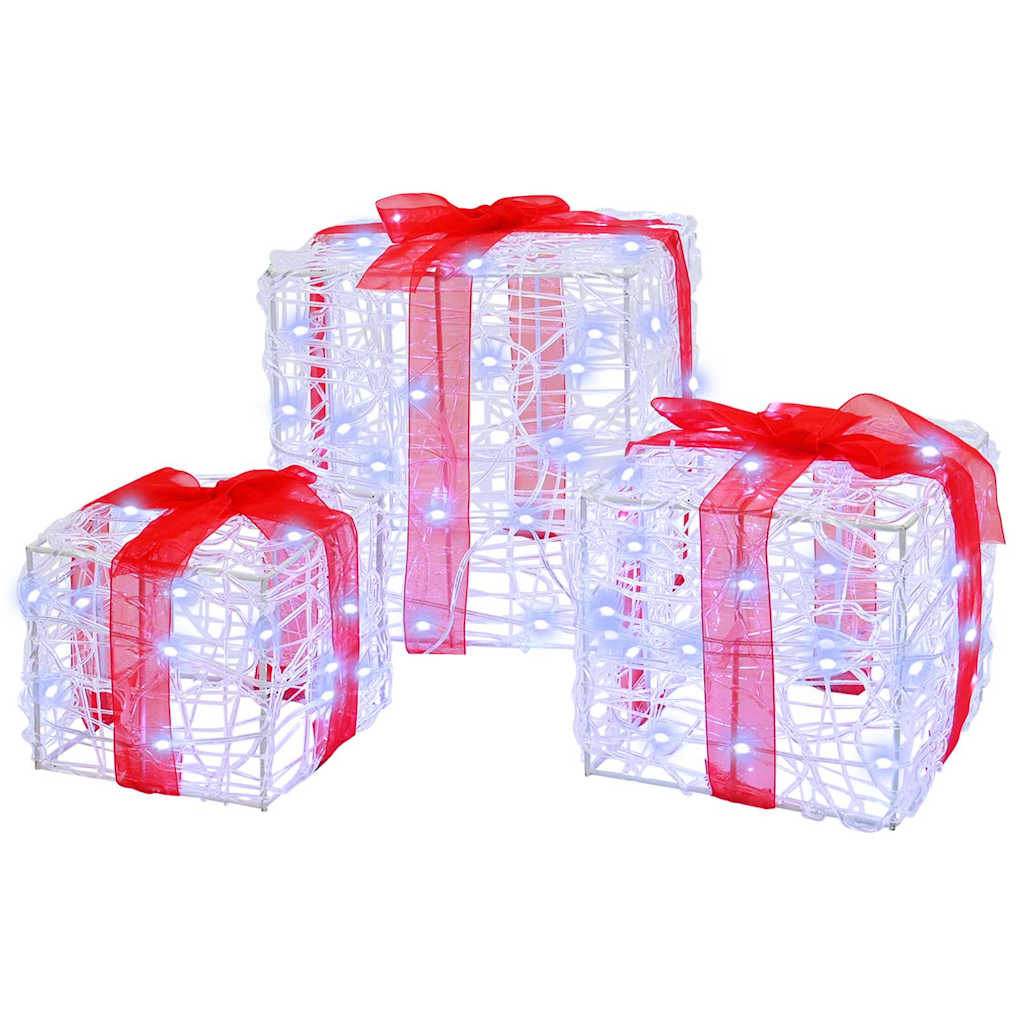 Scatola Regalo 3 pcs Bianco freddo 20 x 20 x 20 cm Acrilico 42019092