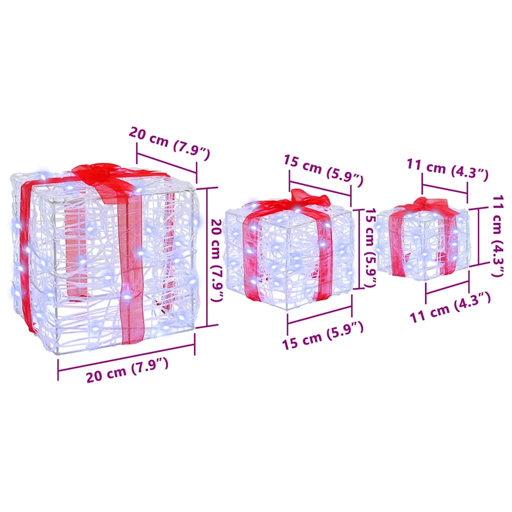 Scatola Regalo 3 pcs Bianco freddo 20 x 20 x 20 cm Acrilico 42019092