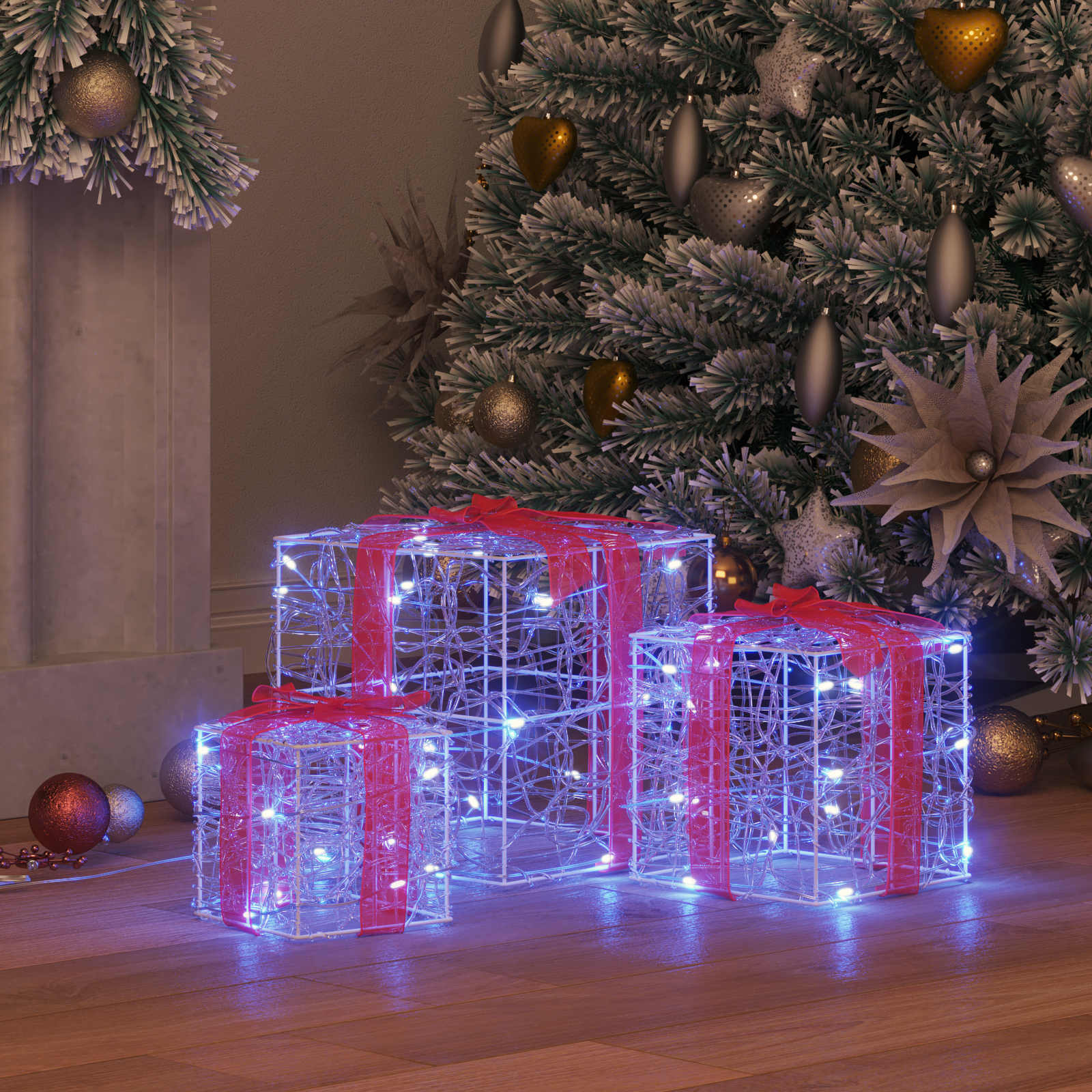 Scatola Regalo con 60 LED 3 pcs Blu 20 x 20 x 20 cm Acrilico 42019093