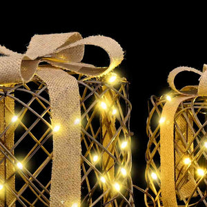 Scatola Regalo 3 pcs Bianco caldo 20 x 20 x 20 cm Rattan 42019097