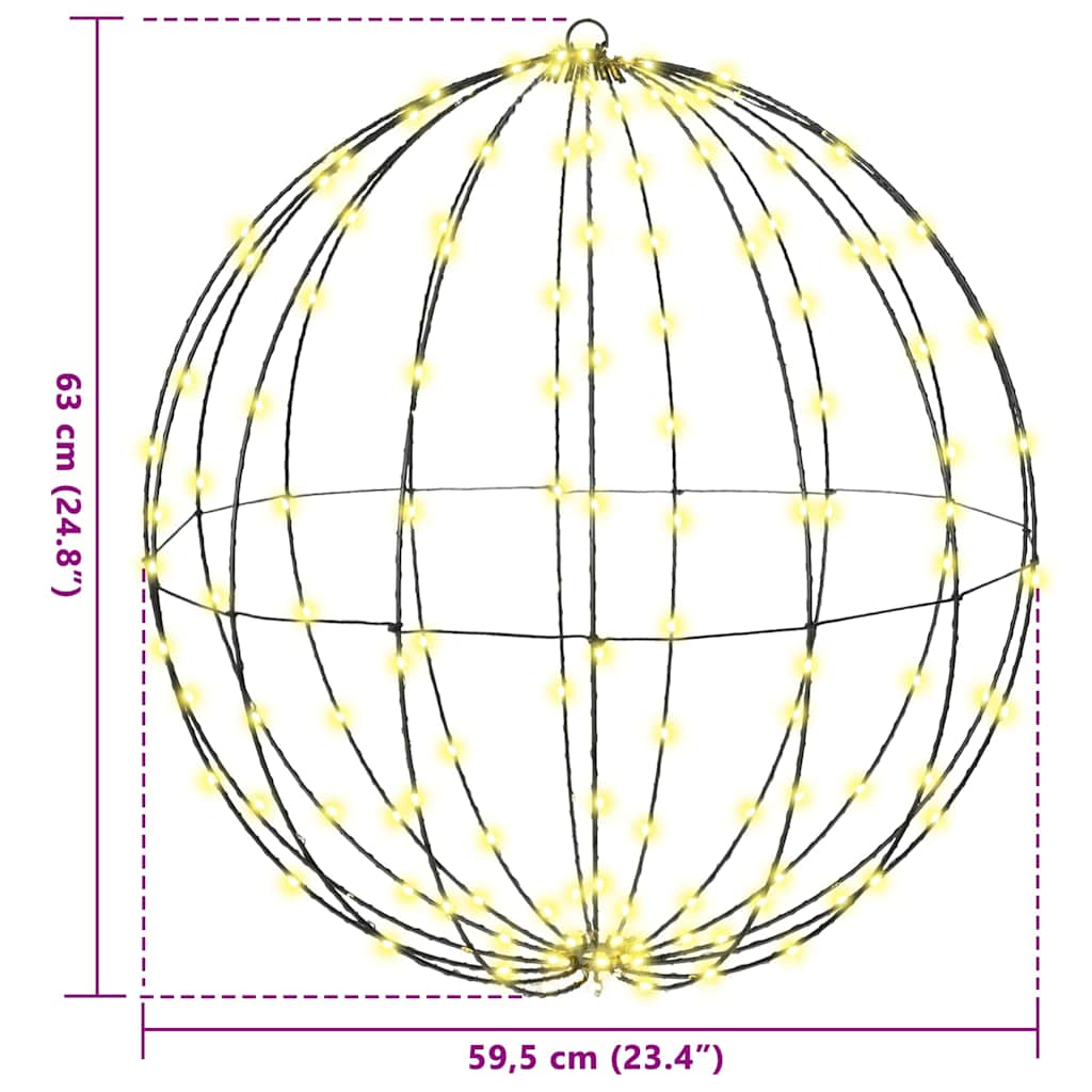 Palla con 192 LED Bianco caldo 60 cm Metallo 42019108