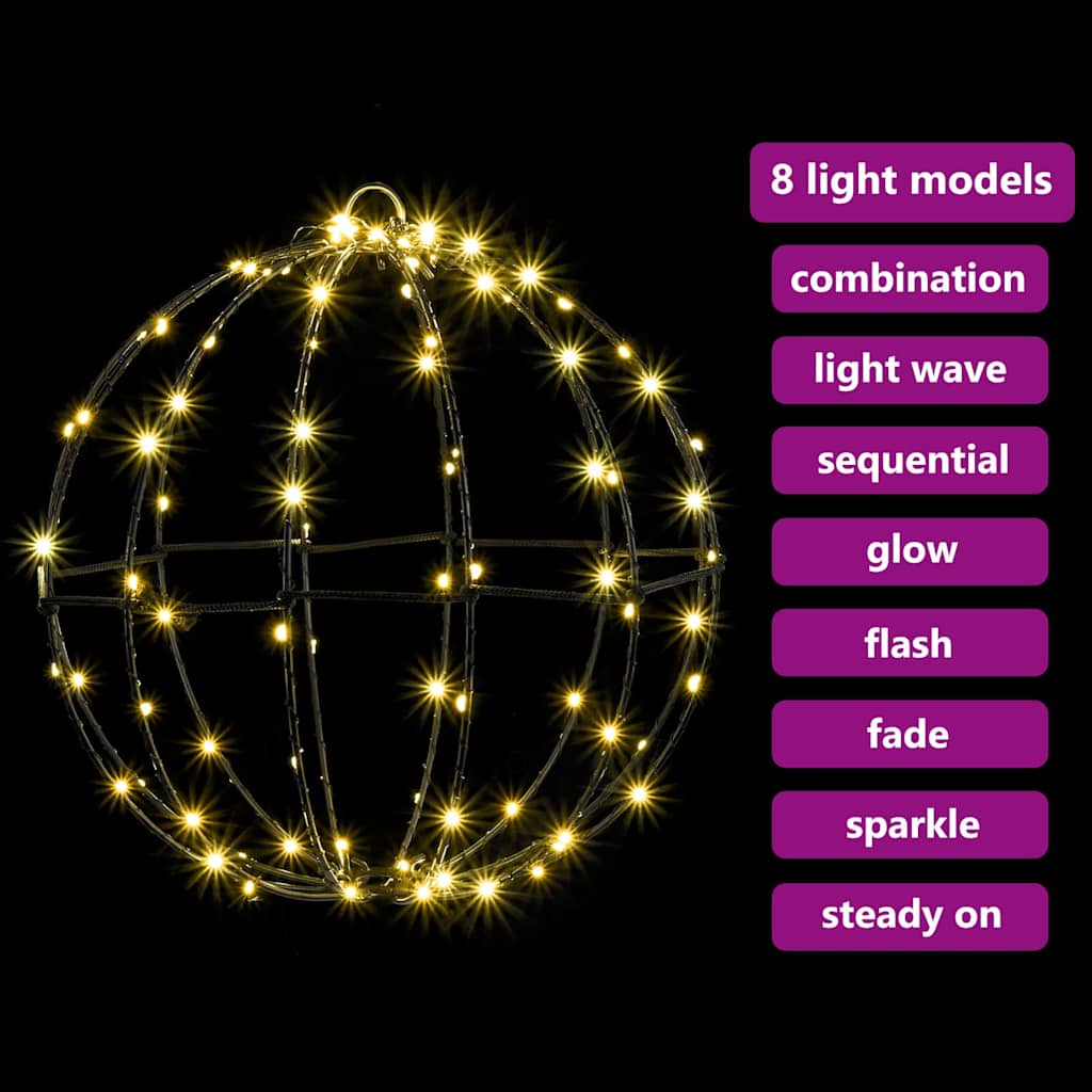 Palla con 192 LED 2 pcs Bianco caldo 32 cm Metallo 42019109