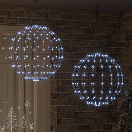 Palla 2 pcs Bianco freddo 59,5 x 59,5 x 63 cm Metallo 42019120