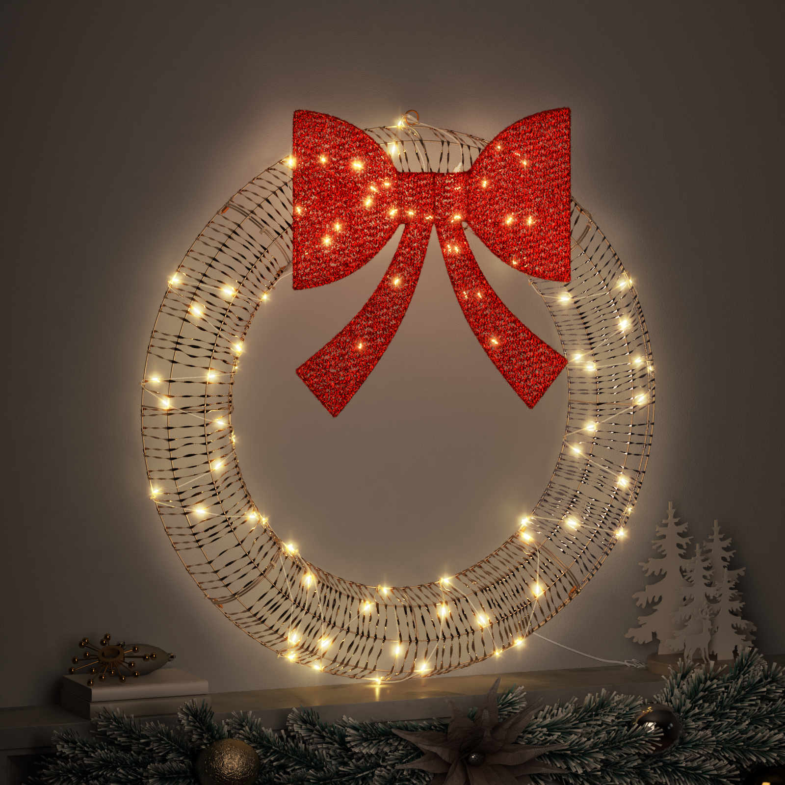 Ghirlanda con 60 LED Bianco caldo 75 cm PET 42019136
