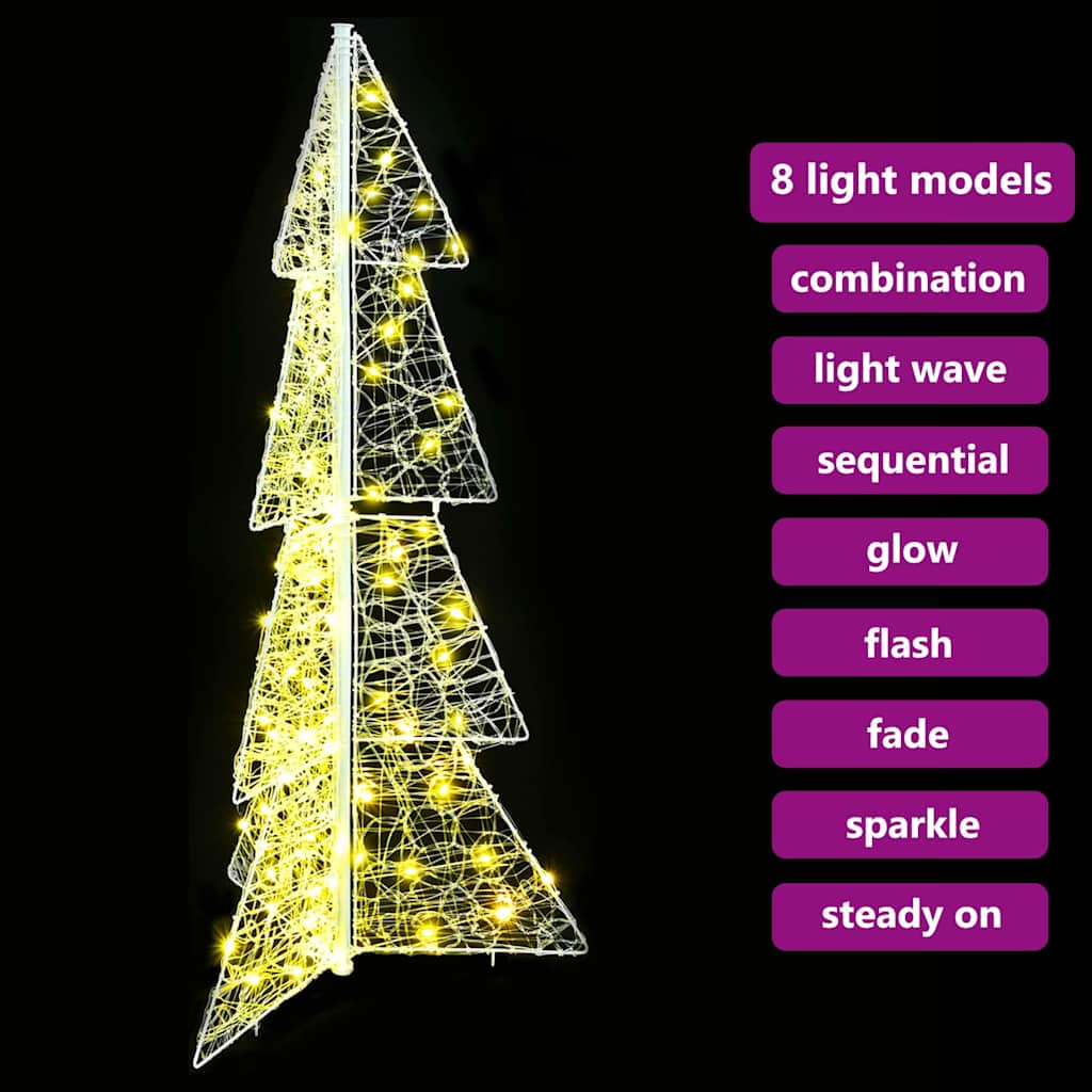 Albero di Natale con 100 LED-Luci decorative natalizie Bianco caldo 120 cm Acrilico 407177