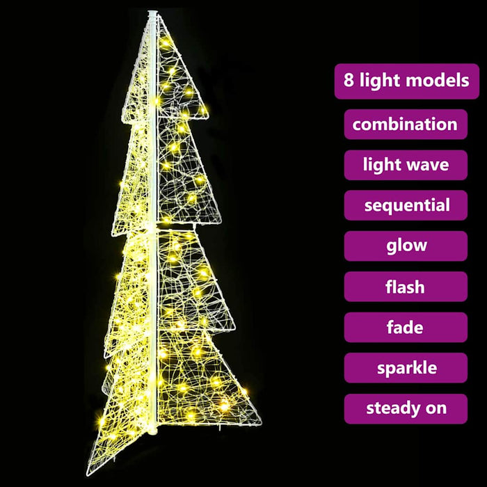 Albero di Natale con 100 LED-Luci decorative natalizie Bianco caldo 120 cm Acrilico 407177