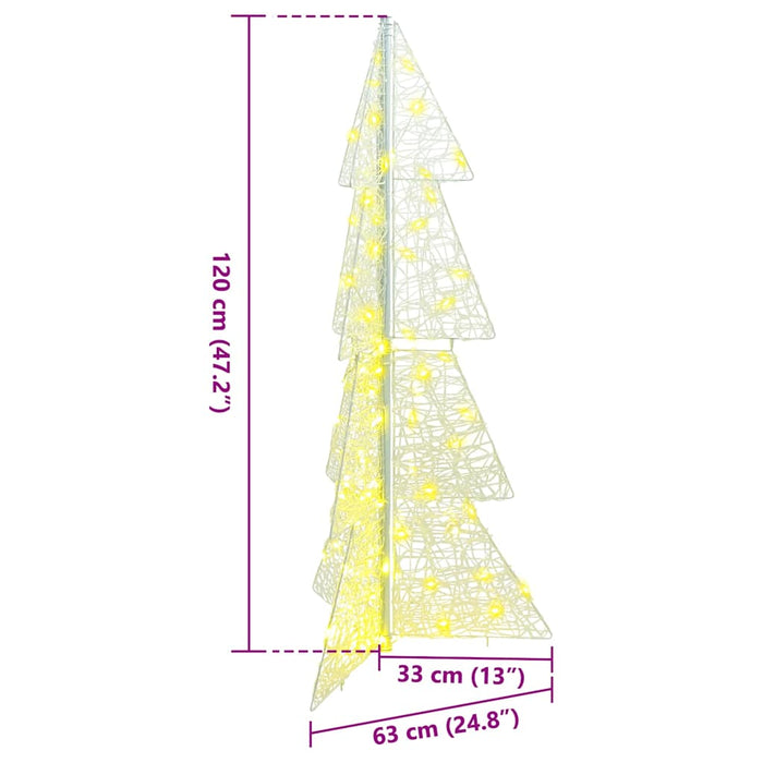 Albero di Natale con 100 LED-Luci decorative natalizie Bianco caldo 120 cm Acrilico 407177