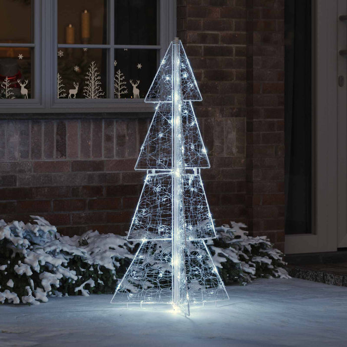 Albero di Natale con 100 LED Bianco Freddo 120 cm Acrilico 42019203