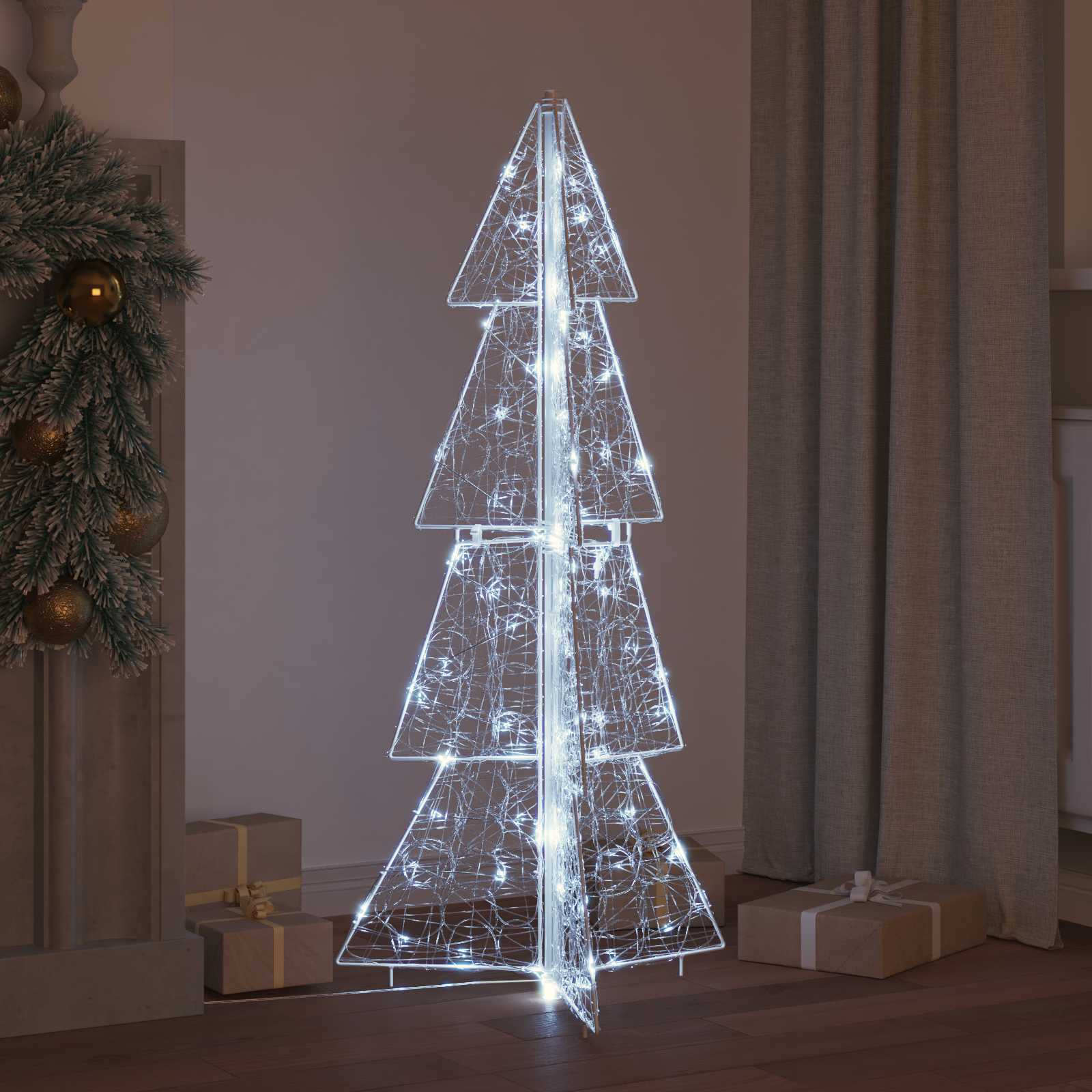 Albero di Natale con 100 LED Bianco Freddo 120 cm Acrilico 42019203