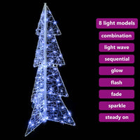 Albero di Natale con 100 LED-Luci decorative natalizie Bianco Freddo 120 cm Acrilico