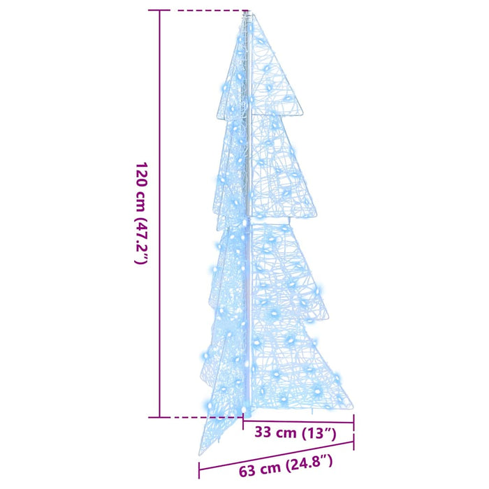Albero di Natale con 100 LED-Luci decorative natalizie Bianco Freddo 120 cm Acrilico