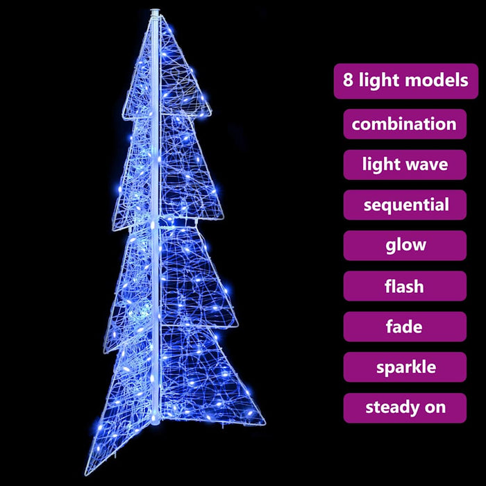 Albero di Natale con 100 LED-Luci decorative natalizie Blu 120 cm Acrilico