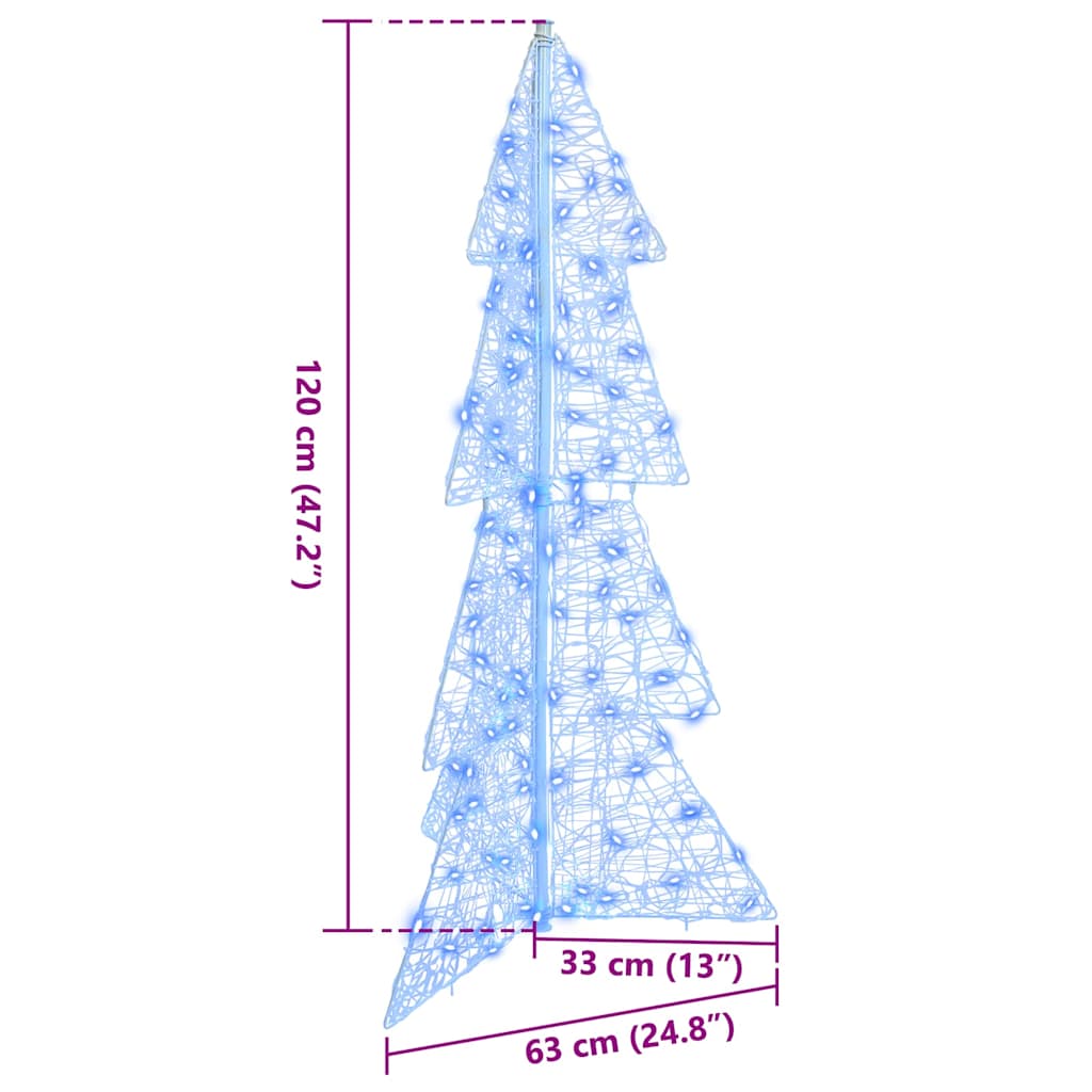 Albero di Natale con 100 LED-Luci decorative natalizie Blu 120 cm Acrilico