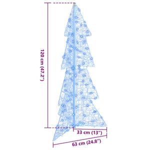 Albero di Natale con 100 LED-Luci decorative natalizie Blu 120 cm Acrilico