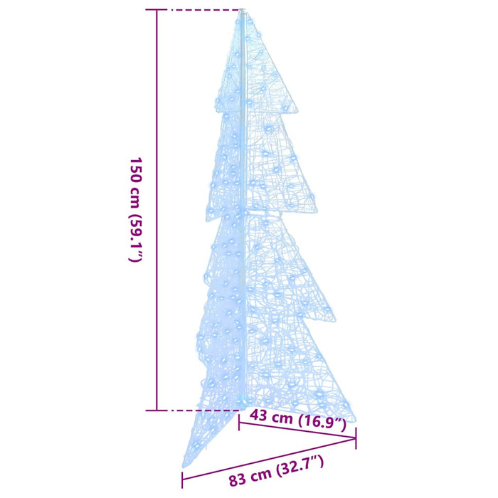 Albero di Natale con 160 LED-Luci decorative natalizie Bianco Freddo 150 cm Acrilico