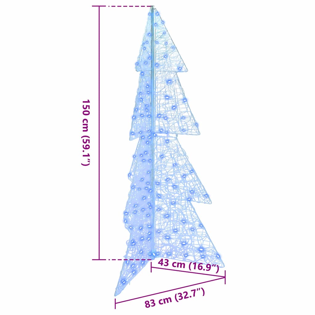 Albero di Natale con 160 LED Blu 150 cm Acrilico 42019208