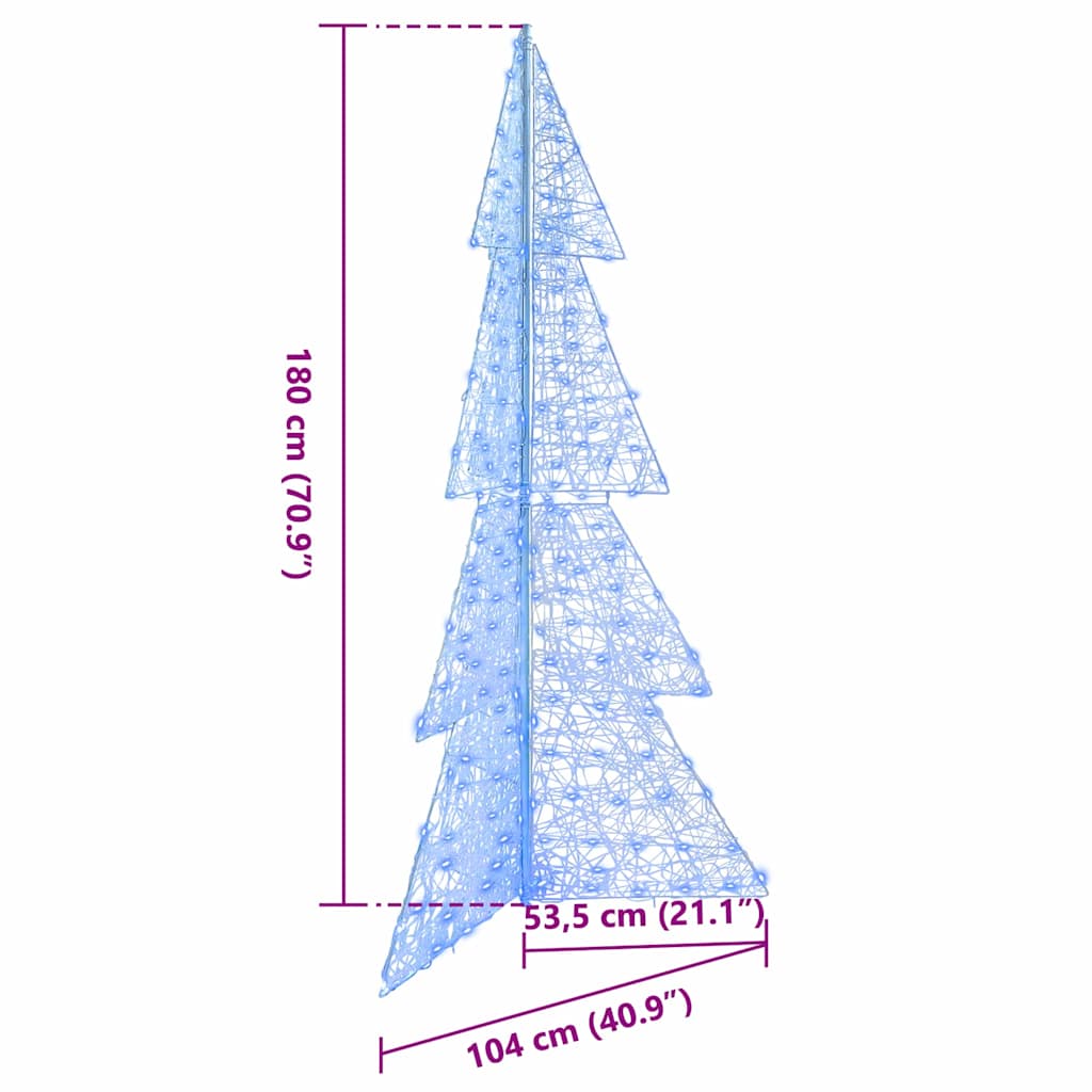 Albero di Natale con 240 LED-Luci decorative natalizie Blu 180 cm Acrilico 275976