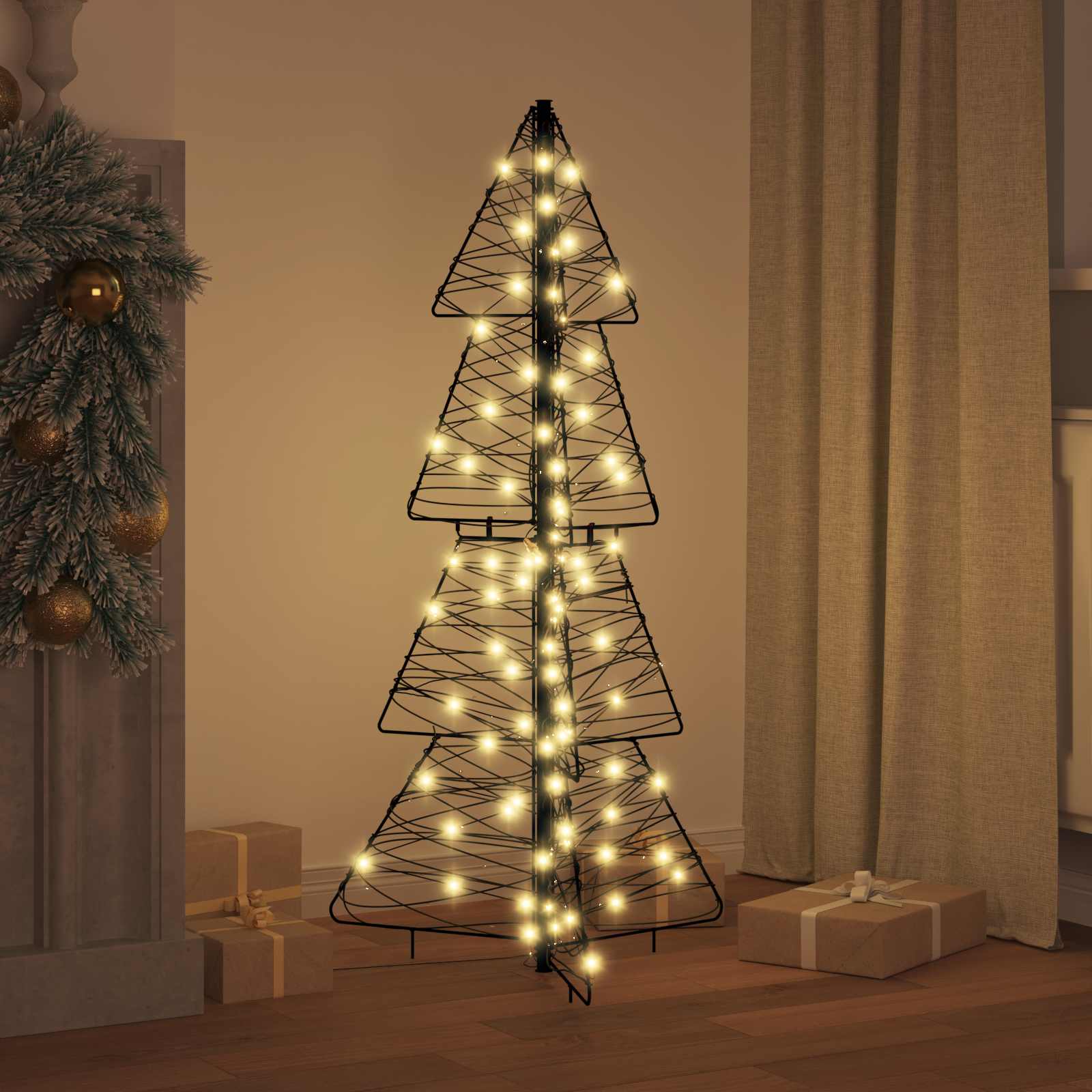 Albero di Natale con 100 LED Bianco caldo 120 cm Rattan 42019220