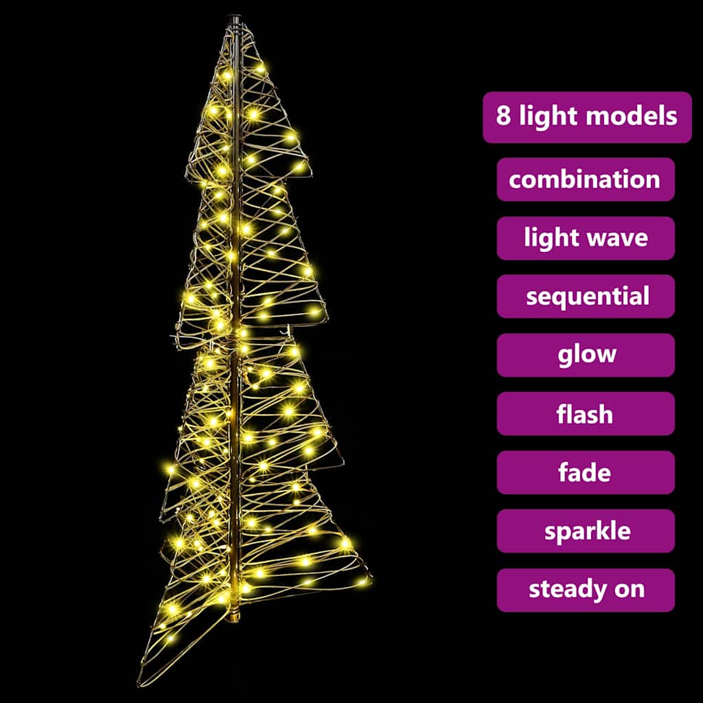 Albero di Natale con 100 LED-Luci decorative natalizie Bianco caldo 120 cm Rattan