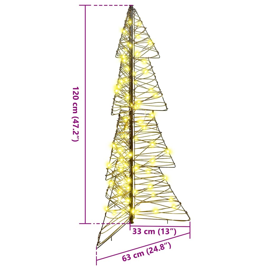 Albero di Natale con 100 LED-Luci decorative natalizie Bianco caldo 120 cm Rattan