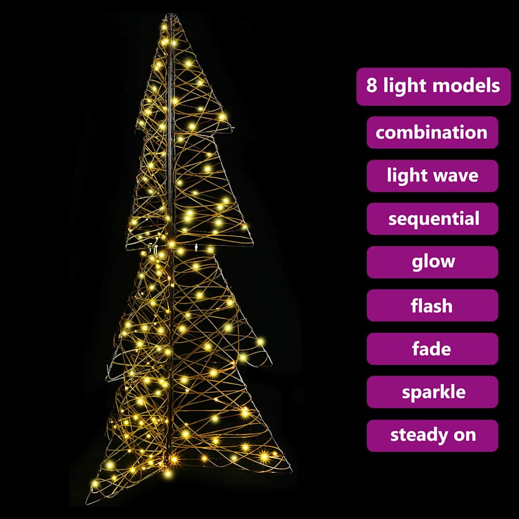 Albero di Natale con 160 LED-Luci decorative natalizie Bianco caldo 150 cm Rattan 260163